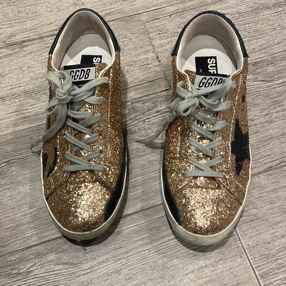 Golden goose barely worn! Glitter sneakers